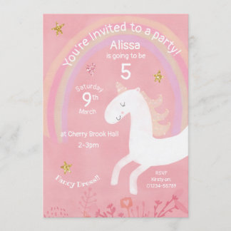 Magic Unicorn Birthday-inbjudan Inbjudningar