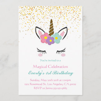 Magic Unicorn Birthday-inbjudan Inbjudningar