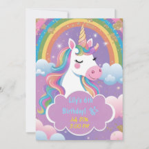 Magic Unicorn Birthday-inbjudan
