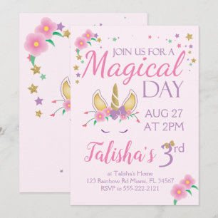 Magic Unicorn Birthday-inbjudan Inbjudningar