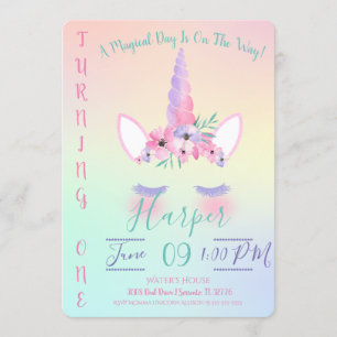Magic Unicorn Birthday-inbjudan Inbjudningar