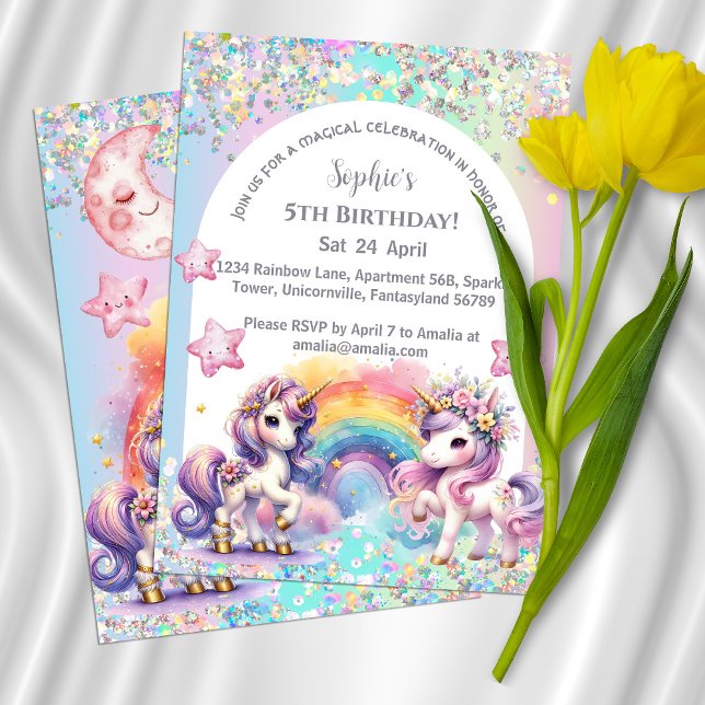 Magic Unicorn Birthday-inbjudan Inbjudningar (Skapare uppladdad)