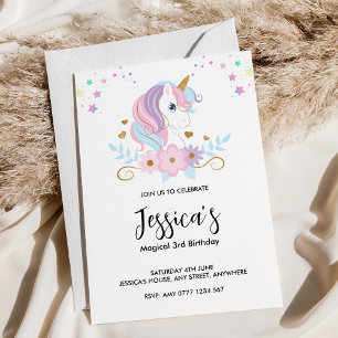 Magic Unicorn Birthday-inbjudan Inbjudningar