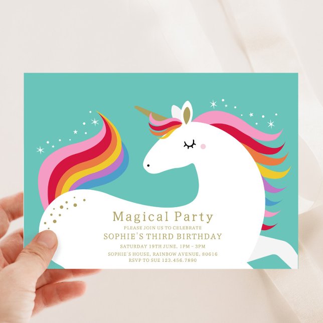 Magic Unicorn Birthday-inbjudan Inbjudningar (Skapare uppladdad)