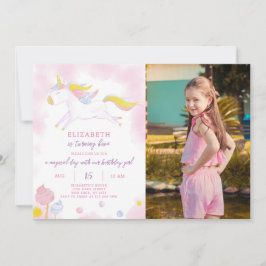 Magic Unicorn Birthday-inbjudan med foto Inbjudningar