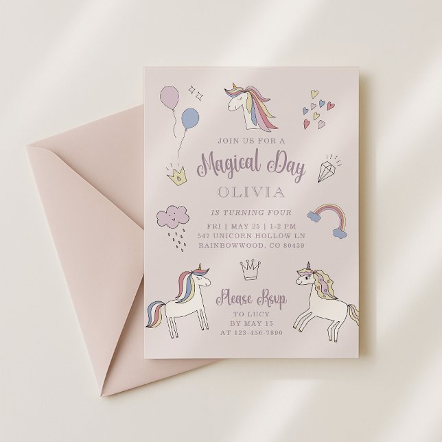 Magic Unicorn Birthday Inbjudningar (Skapare uppladdad)