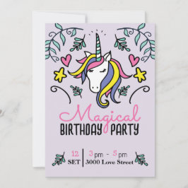 Magic Unicorn Birthday Inbjudningar