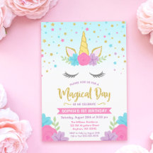 Magic Unicorn Birthday-inbjudningar
