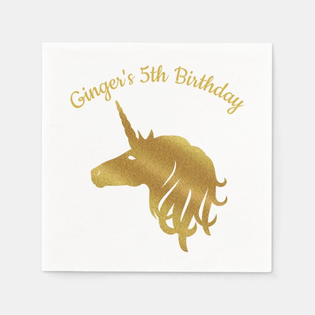 Magic Unicorn Birthday Napkin Pappersservett (Framsidan)