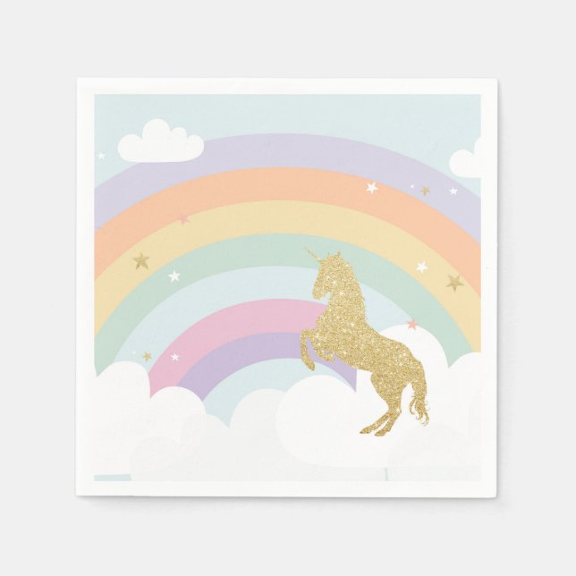 Magic Unicorn Birthday Napkins Pappersservett (Framsidan)