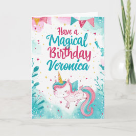 Magic Unicorn Birthday Önskemål Hälsning Kort