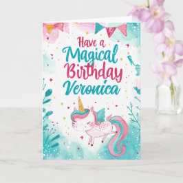 Magic Unicorn Birthday Önskemål Hälsning Kort