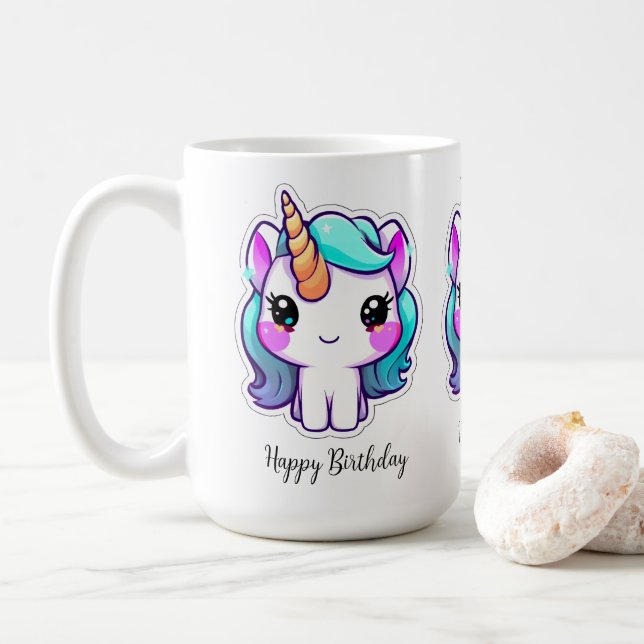 Magic Unicorn Birthday Önskemål - Kawaii Stil Kaffemugg (Med munk)