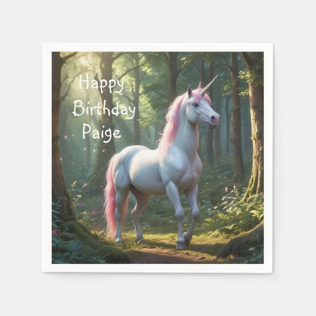 Magic Unicorn Birthday Pappersservett (Framsidan)