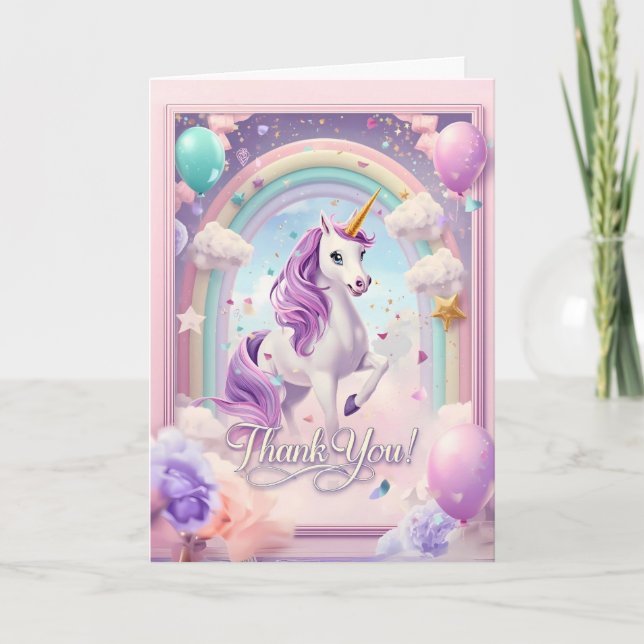 Magic Unicorn Birthday - tack för ditt kort - Regn (Framsida)