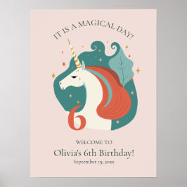 Magic Unicorn Birthday Välkommen Poster