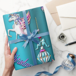 Magic Unicorn Blue jul Presentpapper