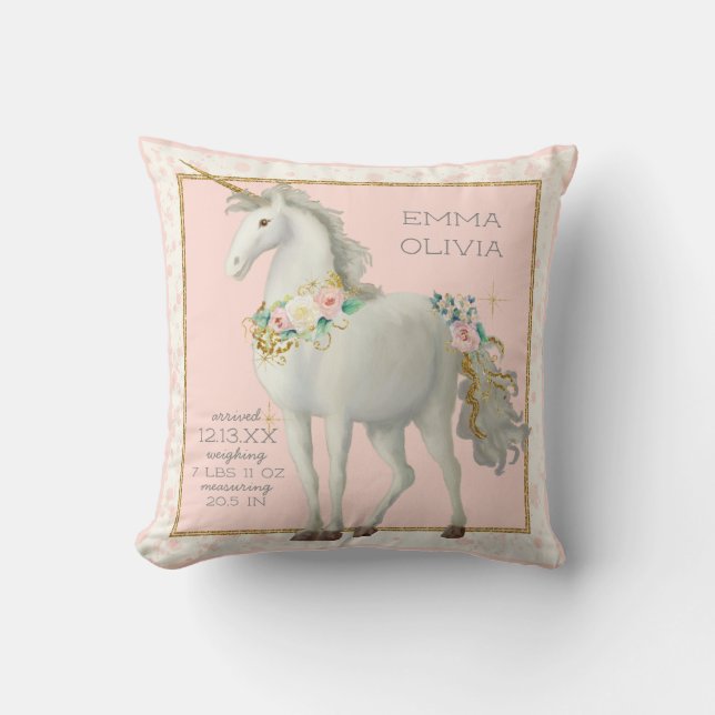 Magic Unicorn BOHO Blommigt Flicka Kudde (Framsida)