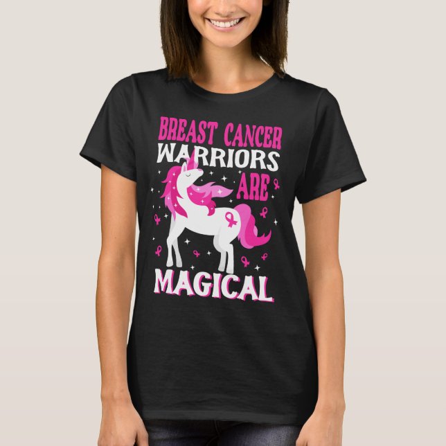 Magic Unicorn Breast Cancer Warrior T Shirt (Framsida)