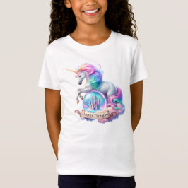 Magic Unicorn Castle Rainbow Lycklig Thoughts T Shirt