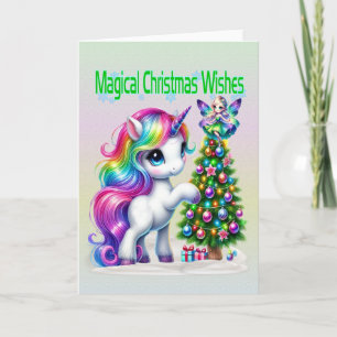 Magic Unicorn christmas önskemål Kort