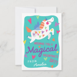 Magic Unicorn Classroom Valentine Day Card Inbjudningar