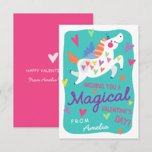 Magic Unicorn Classroom Valentine Day Card Inbjudningar