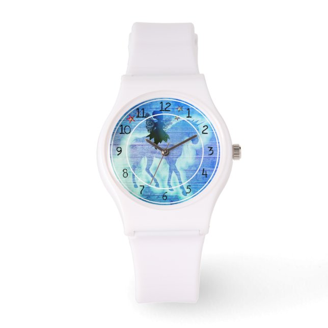 Magic Unicorn Colorful Blue Grönt Armbandsur (Framsida)