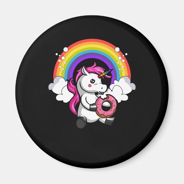 Magic Unicorn Donut Älskare Rainbow Magnet (Framsidan)