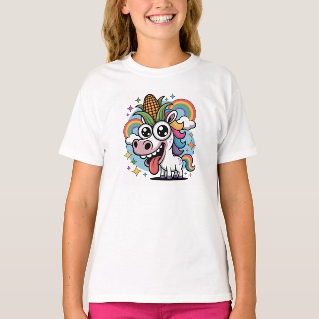 Magic Unicorn - Fantastical Corny Creature T Shirt (Framsida)
