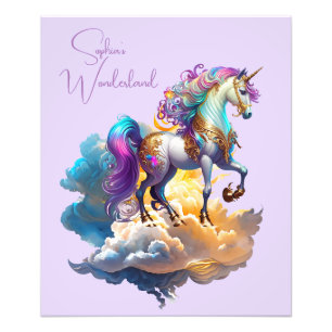 Magic Unicorn Fantasy clouds Birthday Fototryck