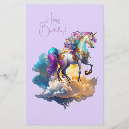 Magic Unicorn Fantasy clouds Birthday romantik Brevpapper