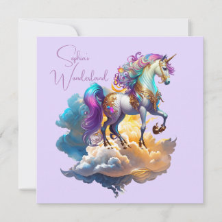 Magic Unicorn Fantasy clouds card Birday