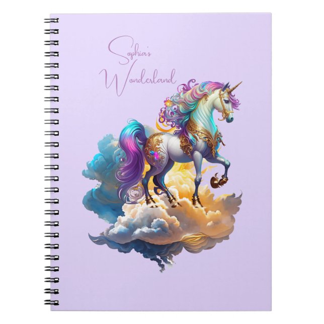 Magic Unicorn Fantasy Clouds Romantik Birthday Anteckningsbok (Framsidan)