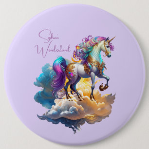 Magic Unicorn Fantasy clouds romantik födelsedag Knapp