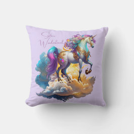 Magic Unicorn Fantasy clouds romantik födelsedag Kudde
