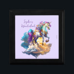 Magic Unicorn Fantasy clouds romantik födelsedag Minnesask<br><div class="desc">Mythical Unicorn Sunny horse clouds stänk vattenfärgsfantasi magisk saga romantik illustration. Grattis på födelsedagen! "Sophias underland!" Fin design med textmall anpassar dem genom att lägga till eller ändra namn. Crafts & Party Supplies > Gift Wrapping Supplies > Gift Boxes. Födelsedag, Julfest, årsdag. För vänner, familj, Unicorn älskare, för henne, för...</div>
