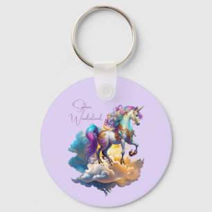 Magic Unicorn Fantasy clouds romantik födelsedag Nyckelring