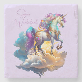 Magic Unicorn Fantasy clouds romantik födelsedag Stenunderlägg