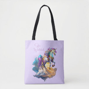 Magic Unicorn Fantasy clouds romantik födelsedag Tygkasse