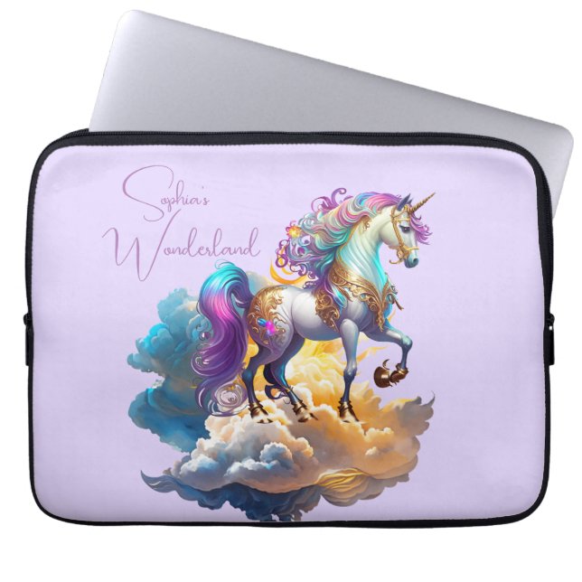 Magic Unicorn Fantasy-moln vackra födelsedag Laptop Fodral (Framsidan)