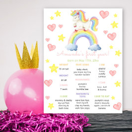 Magic Unicorn First Birthday Milestone Birthday Poster