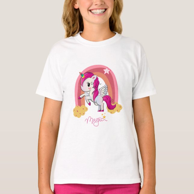 Magic Unicorn Fläkt Klubb T Shirt (Framsida)
