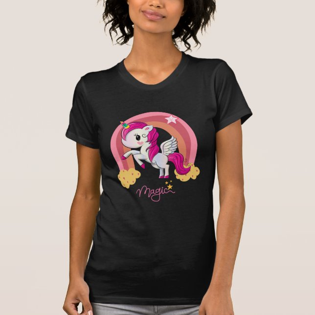 Magic Unicorn Fläkt Klubb T Shirt (Framsida)