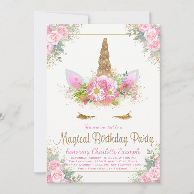 Magic Unicorn Flick kalas-inbjudningar Inbjudningar (Framsida)