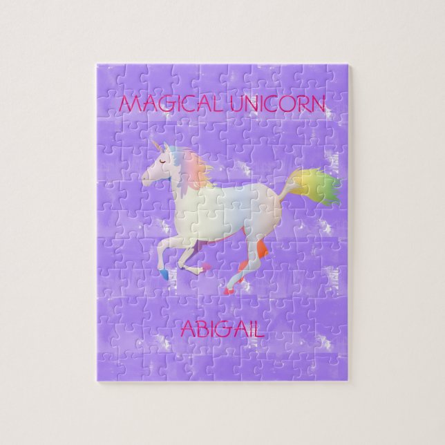 Magic Unicorn-flickans pussel personlig. (Vertikal)