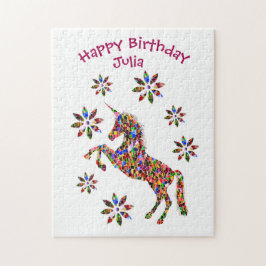 Magic Unicorn Flowers Grattis på födelsedagen Pers Pussel