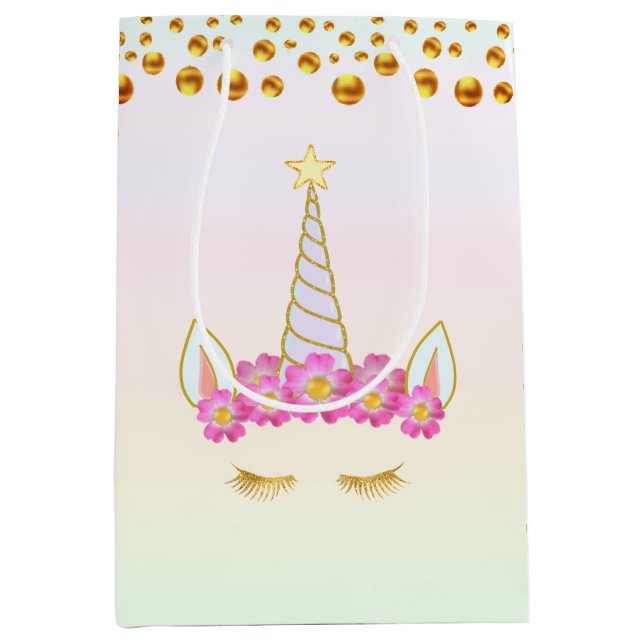 Magic Unicorn Flowers & Guld Confetti Medium Gift (Framsidan)