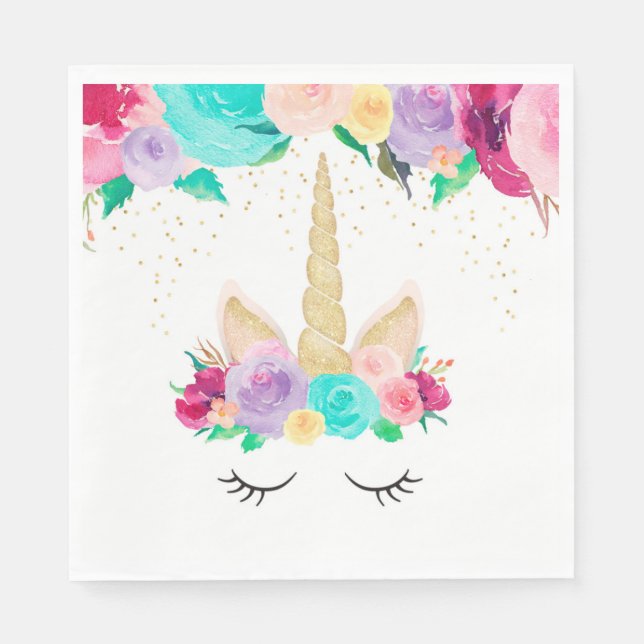 Magic Unicorn Födelsedagsfest Baby Shower Napkins Pappersservett (Framsidan)