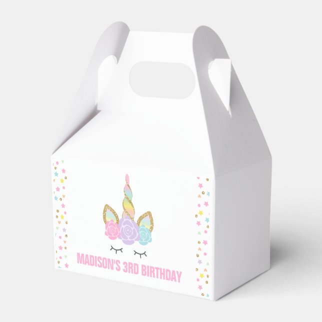 Magic Unicorn Födelsedagsfest Favor Box. Presentaskar (Framsidan Sidan)
